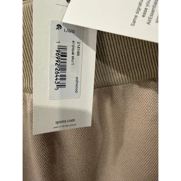 SPANX AirPique Skort Ashwood Beige White Piping NWT Large - Picture 5 of 10